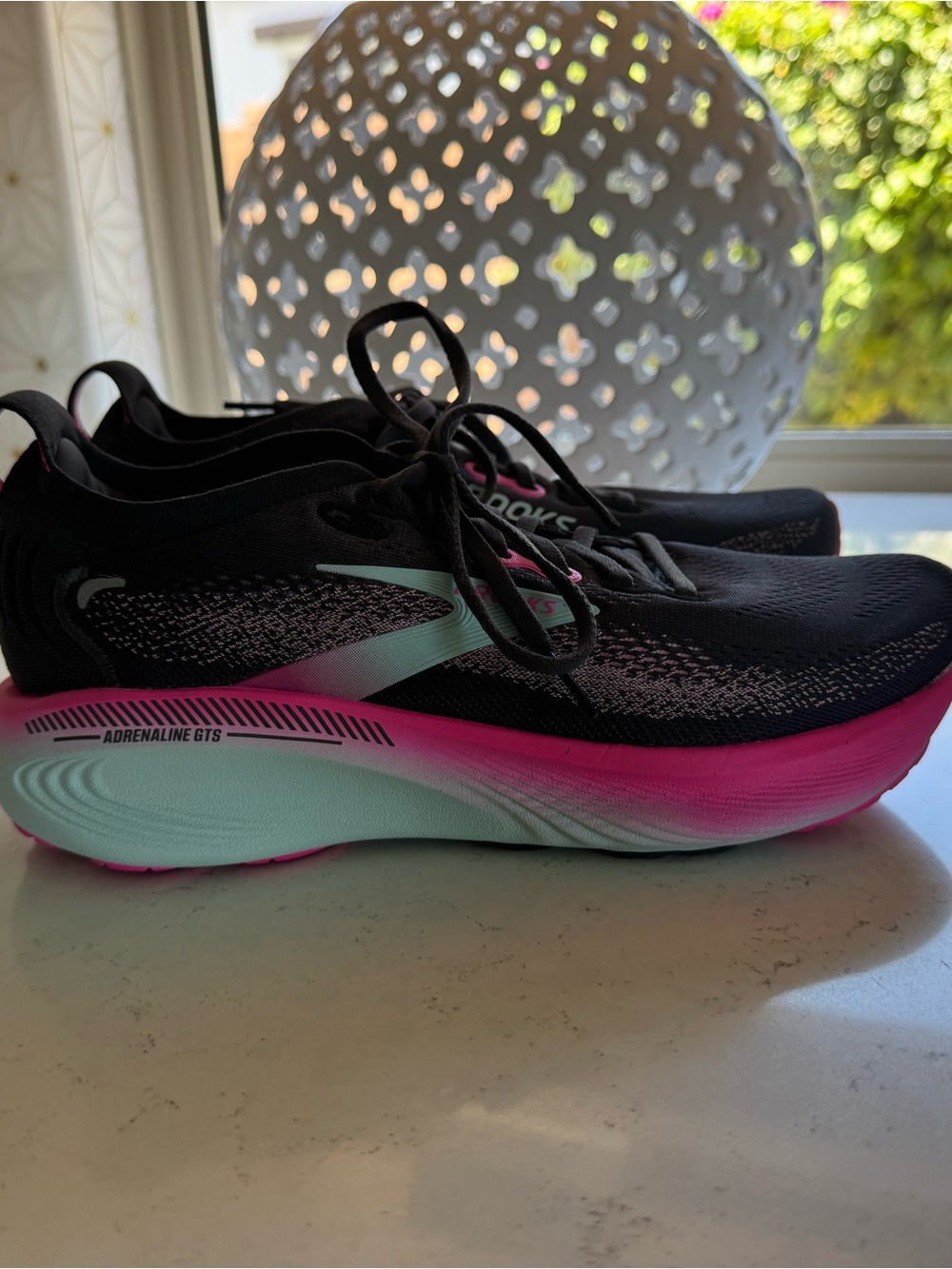 Brooks Women's Running Shoes — Black with Pink & Light Blue - Picture 2 of 4